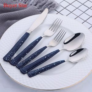Buyer Star Stainless Steel Cutlery With Spot Handle Flatware Set