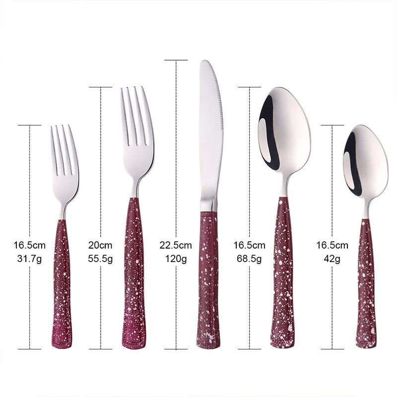 Buyer Star Stainless Steel Cutlery With Spot Handle Flatware Set