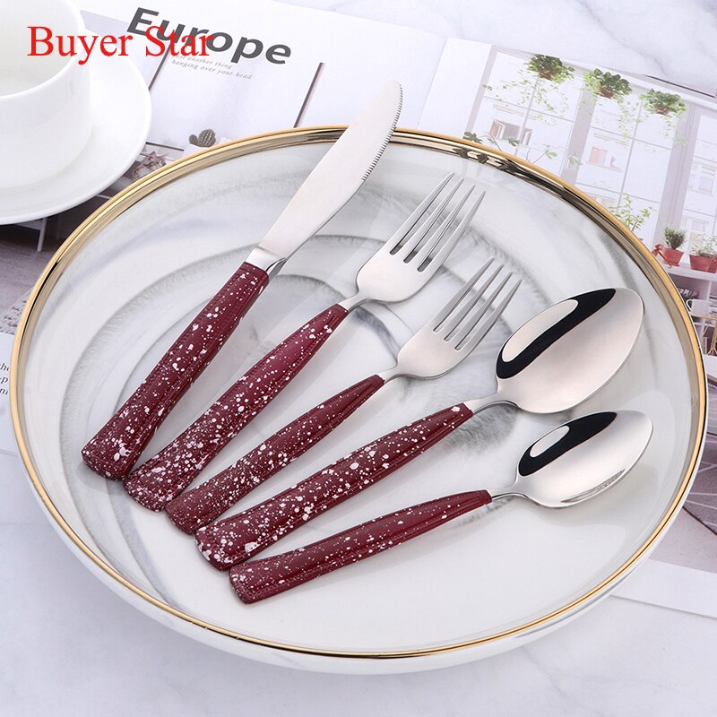 Buyer Star Stainless Steel Cutlery With Spot Handle Flatware Set