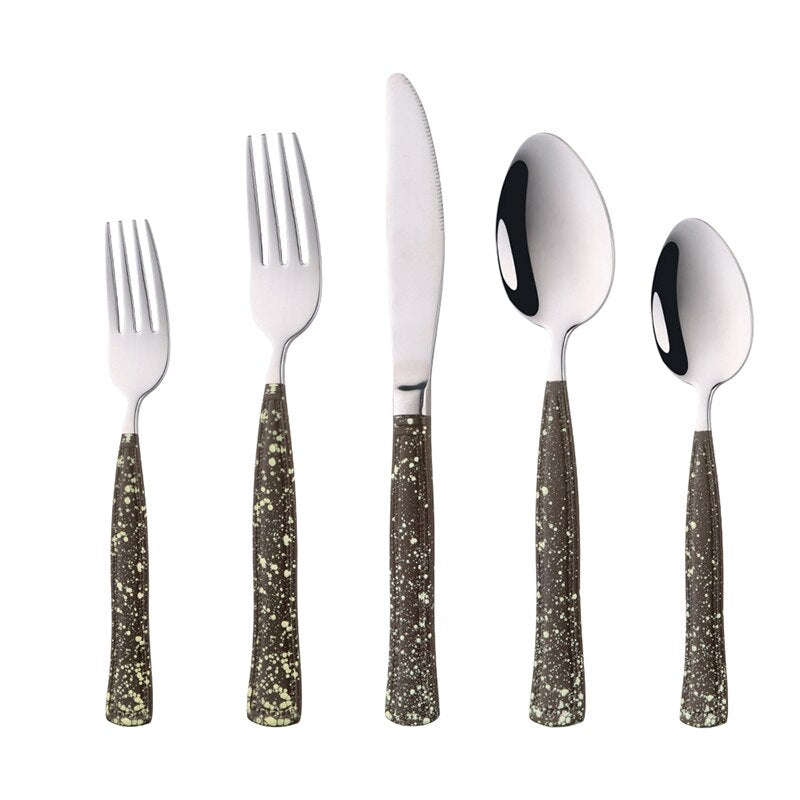 Buyer Star Stainless Steel Cutlery With Spot Handle Flatware Set