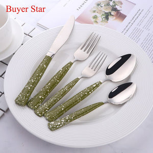 Buyer Star Stainless Steel Cutlery With Spot Handle Flatware Set