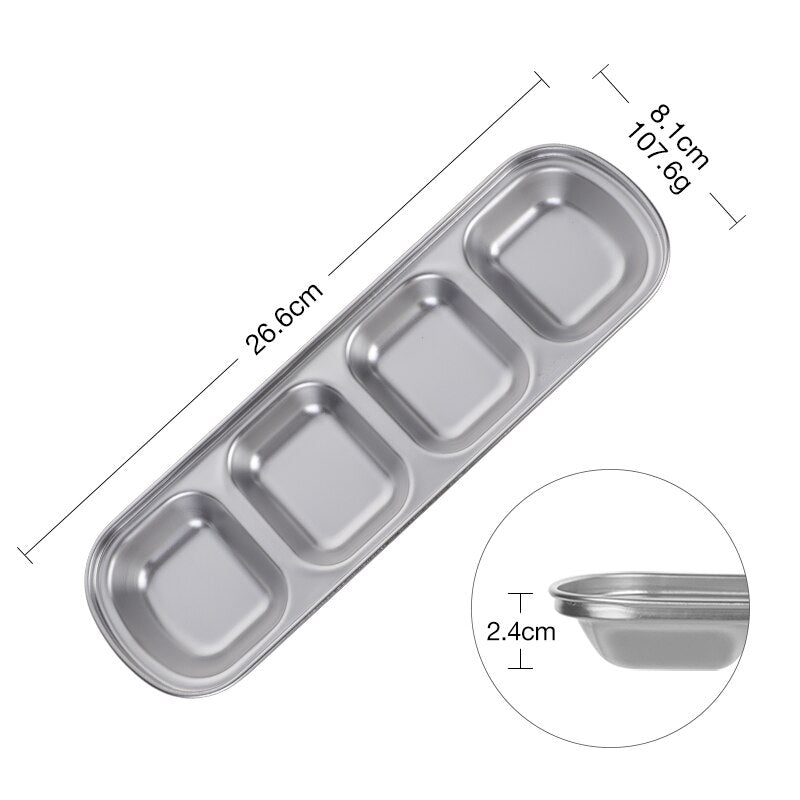 New Stainless Steel Korean Salad Sauce Dishes Food Dipping Bowls Seasoning Tray Separate Vinegar Snack Plates Kitchen