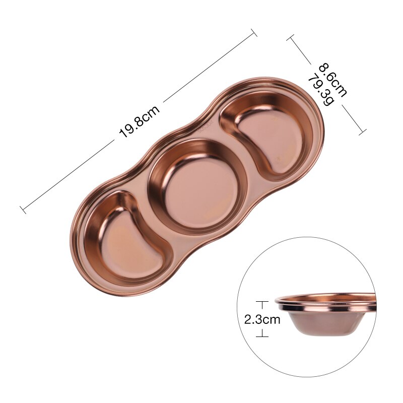 New Stainless Steel Korean Salad Sauce Dishes Food Dipping Bowls Seasoning Tray Separate Vinegar Snack Plates Kitchen
