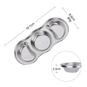 New Stainless Steel Korean Salad Sauce Dishes Food Dipping Bowls Seasoning Tray Separate Vinegar Snack Plates Kitchen