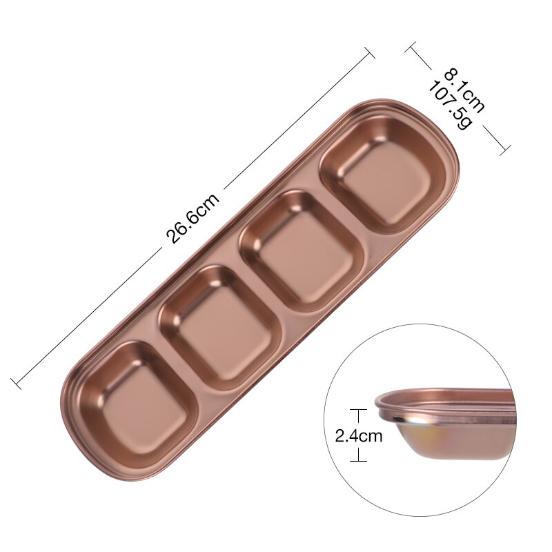 New Stainless Steel Korean Salad Sauce Dishes Food Dipping Bowls Seasoning Tray Separate Vinegar Snack Plates Kitchen