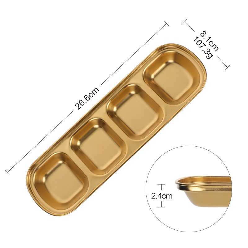 New Stainless Steel Korean Salad Sauce Dishes Food Dipping Bowls Seasoning Tray Separate Vinegar Snack Plates Kitchen