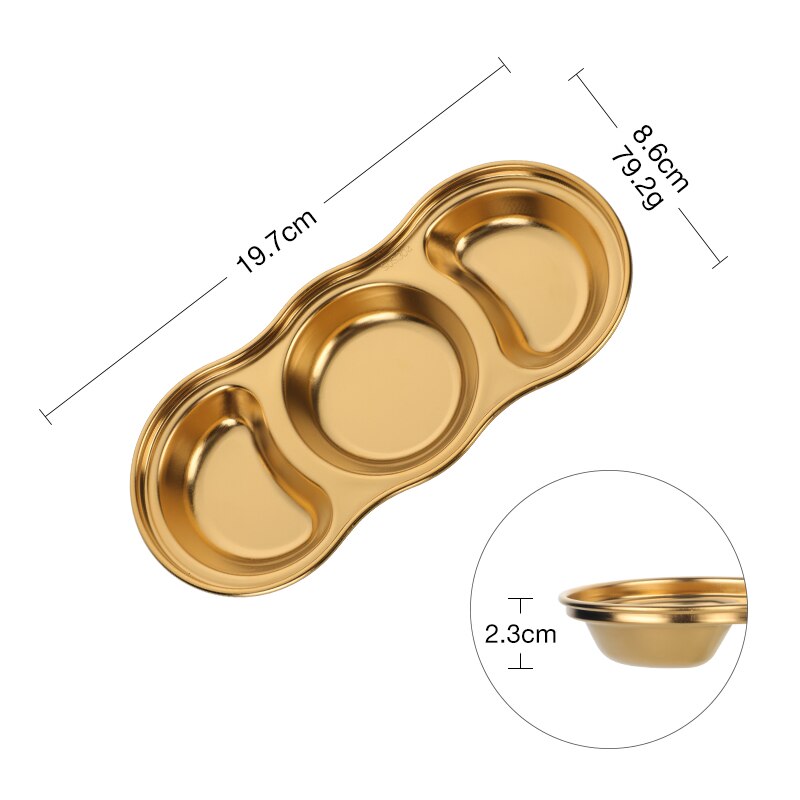 New Stainless Steel Korean Salad Sauce Dishes Food Dipping Bowls Seasoning Tray Separate Vinegar Snack Plates Kitchen