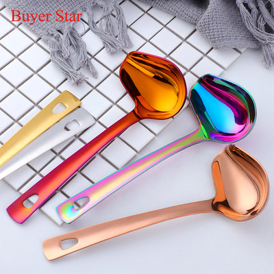 Buyer Star Gravy Ladle gold drizzle spoon with spout stainless steel kitchen utensils sauce ladlecooking utensils with mirror polish dishwasher safe,8.6 inch