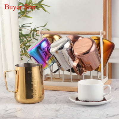 Buyer Star Milk Frother Cup Coffee Frothing Picher Barista Tools Stainless Steel Mental Cup Espresso Accessories Latte Art Steaming Kit