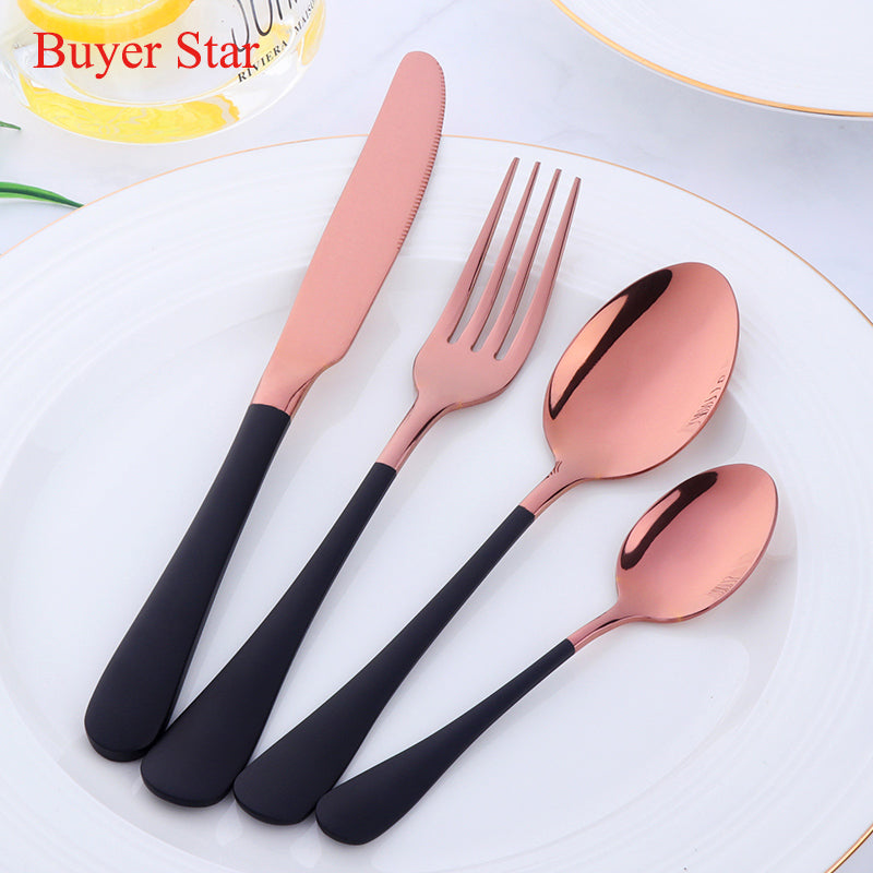 Korean Reusable Dinnerware Set Stainless Steel Tableware Set Golden Metal