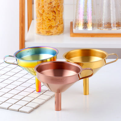 Buyerstar Stainless Steel Oil Funnel with Removable Strainer Rainbow Cone Funnel