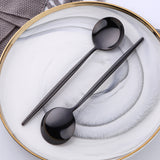 Support OEM ODM Cheap Price Stainless Steel Black Flatware Party Tableware Set