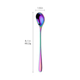 Short Handle Stainless Steel Ice Spoon Colorful Kitchen Cold Drink Fruit Mixing Spoons Coffee Ice Cream Small Dessert Scoop 1PC