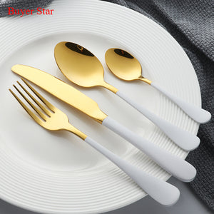 Korean Reusable Dinnerware Set Stainless Steel Tableware Set Golden Metal