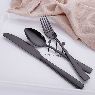 Wholesale Custom Cheap Stainless Steel Modern Dinnerware Black Cutlery Restaurant