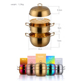 Stainless Steel Steamer Pot Soup Pot Steamer Basket Double Boiler 3 Layers Gold Pot Steamer Induction Cooker Metal Steamer Pan