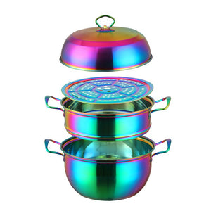 Stainless Steel Steamer Pot Soup Pot Steamer Basket Double Boiler 3 Layers Pot Steamer Induction Cooker Metal Steamer Pan