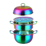 Stainless Steel Steamer Pot Soup Pot Steamer Basket Double Boiler 3 Layers Gold Pot Steamer Induction Cooker Metal Steamer Pan