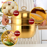 Stainless Steel Steamer Pot Soup Pot Steamer Basket Double Boiler 3 Layers Gold Pot Steamer Induction Cooker Metal Steamer Pan