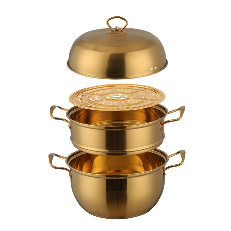 Stainless Steel Steamer Pot Soup Pot Steamer Basket Double Boiler 3 Layers Pot Steamer Induction Cooker Metal Steamer Pan