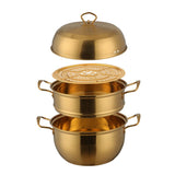 Stainless Steel Steamer Pot Soup Pot Steamer Basket Double Boiler 3 Layers Gold Pot Steamer Induction Cooker Metal Steamer Pan