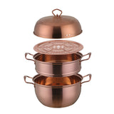 Stainless Steel Steamer Pot Soup Pot Steamer Basket Double Boiler 3 Layers Gold Pot Steamer Induction Cooker Metal Steamer Pan