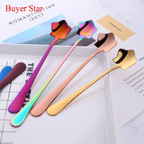 New Five Star Shape Colorful Dessert Spoon Coffee & Tea Honey Spoons Kitchen 304 Stainless Steel Mixing Milk Ice Scoop Tableware