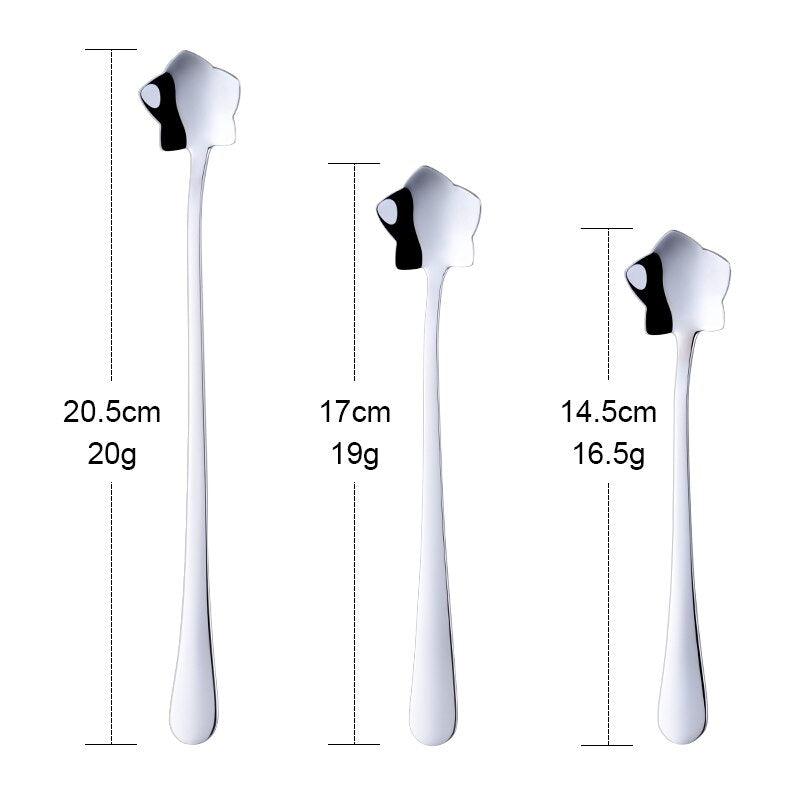 New Five Star Shape Colorful Dessert Spoon Coffee & Tea Honey Spoons Kitchen 304 Stainless Steel Mixing Milk Ice Scoop Tableware