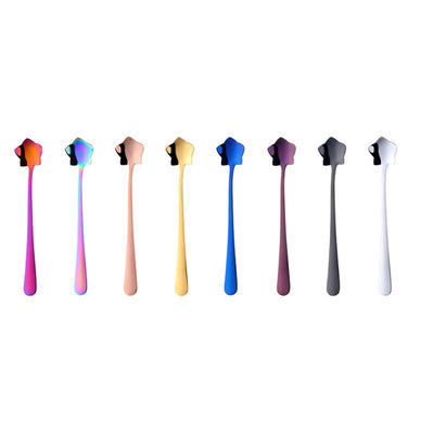 New Five Star Shape Colorful Dessert Spoon Coffee & Tea Honey Spoons Kitchen 304 Stainless Steel Mixing Milk Ice Scoop Tableware