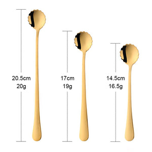 Flowers Design Long Handle Stainless Steel Dessert Tea Coffee Mixing Spoon Honey Drink Cafe Tableware