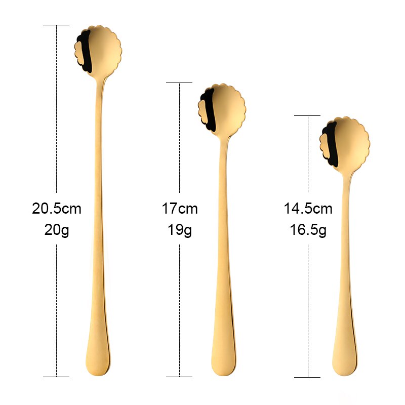 Flowers Design Long Handle Stainless Steel Dessert Tea Coffee Mixing Spoon Honey Drink Cafe Tableware