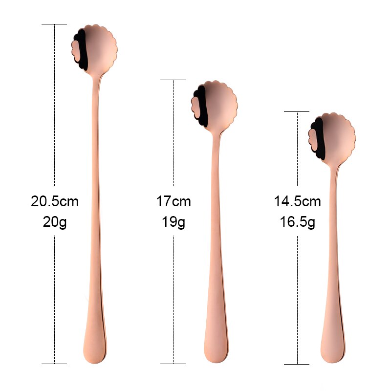 Flowers Design Long Handle Stainless Steel Dessert Tea Coffee Mixing Spoon Honey Drink Cafe Tableware