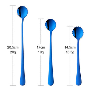 Flowers Design Long Handle Stainless Steel Dessert Tea Coffee Mixing Spoon Honey Drink Cafe Tableware