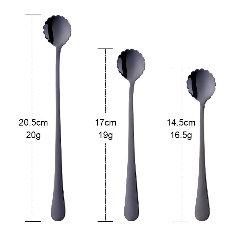 Flowers Design Long Handle Stainless Steel Dessert Tea Coffee Mixing Spoon Honey Drink Cafe Tableware