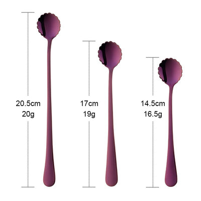 1PC Flowers Design Gold Spoon Long Handle Stainless Steel Dessert Tea Coffee Mixing Spoon Honey Teaspoons Drink Cafe Tableware