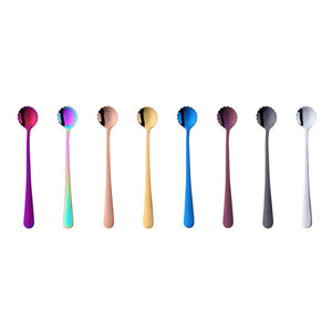 Flowers Design Long Handle Stainless Steel Dessert Tea Coffee Mixing Spoon Honey Drink Cafe Tableware