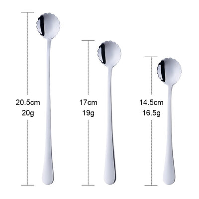 1PC Flowers Design Gold Spoon Long Handle Stainless Steel Dessert Tea Coffee Mixing Spoon Honey Teaspoons Drink Cafe Tableware