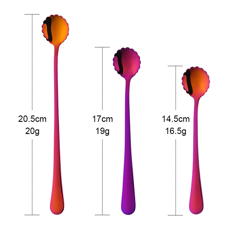 Flowers Design Long Handle Stainless Steel Dessert Tea Coffee Mixing Spoon Honey Drink Cafe Tableware