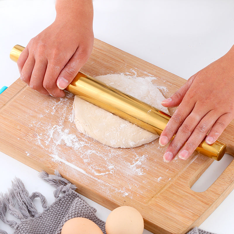 Buyer Star Stainless Steel Non-Stick Rolling Pin Dough Roller Bake Pizza Kitchen Utensil