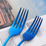 304 Stainless Flatware Set Mirror Polish Blue Color Kitchen Hotel Party Cutlery