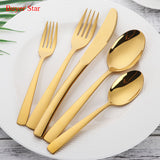 Flatware Set Stainless Steel Cutlery Gold with Black Handle