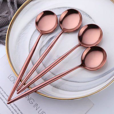 Manufacturer Cheap Price Stainless Steel Rose Gold Flatware Kitchen Party Tableware Set