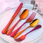 Stainless Steel Dinnerware Colorful Magic Red Cutlery Restaurant Wedding