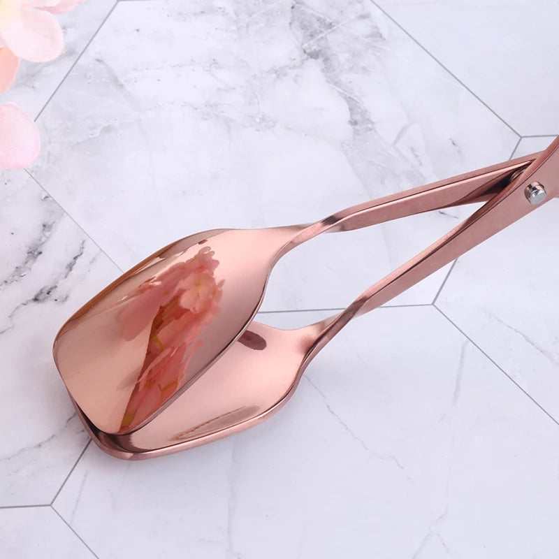 Buyer Star Kitchen Tongs Stainless Steel Food Tongs Golden Bread Clamp Salad Clip