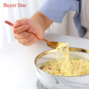 3 in 1 Sporks Dessert Fork Spoon Stainless Steel Curved Handle Dessert Kitchen Tableware Tools