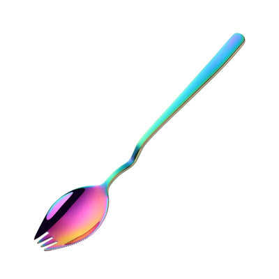 3 in 1 Sporks Dessert Fork Spoon Stainless Steel Curved Handle Dessert Kitchen Tableware Tools