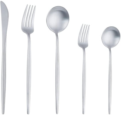 Matte Rainbow Silverware Set for 4, Buyer Star Stainless Steel Cutlery Flatware Set，20 Pieces Kitchen Utensil Sets, Tableware With Knife Spoons And Forks Set, Satin Finished Polished, Dishwasher Safe