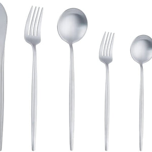 Buyer Star 30-Piece Rainbow Set Stainless Steel Flatware Cutlery Set Matte Polish Kitchen Utensils