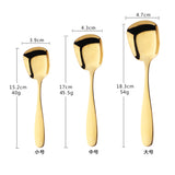 Edge Smooth Stainless Steel Tableware Flat Spoon Gold Color Cutlery Sets