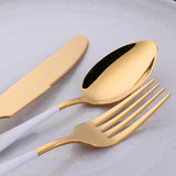 Modern Design Popular Dinnerware White Gold Mirror Polished Cutlery